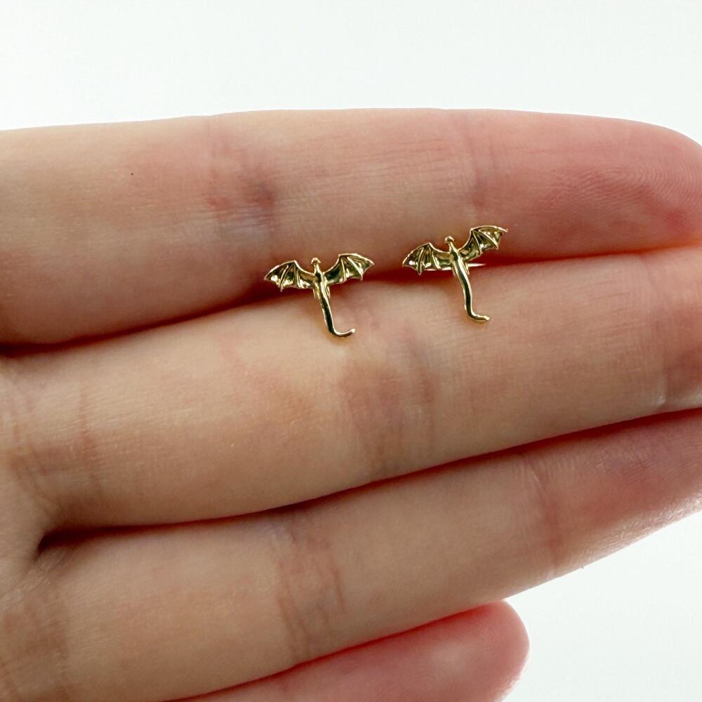 Mini Gold Dragon Stud Earrings: Bookish Fantasy Jewelry